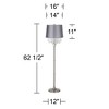 360 Lighting Modern Floor Lamp 62.5" Tall Satin Steel Chrome Crystal Chandelier Light Gray Satin Drum Shade for Living Room Reading Bedroom - 3 of 3
