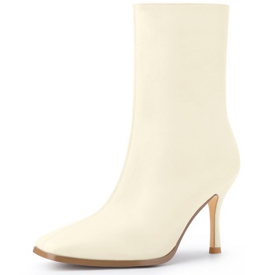 BLISSFUL STEP Women's Stiletto High Heel Square Toe Side Zip Ankle Boots