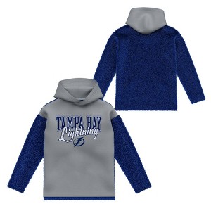 NHL Tampa Bay Lightning Girls' Faux Fur Long Sleeve Hooded Sweatshirt - 1 of 3