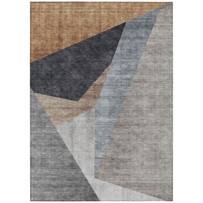 Taupe Beige And Gray Abstract Washable Indoor Outdoor Area Rug