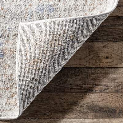 Elegant Gray Floral 62''x26'' Synthetic Easy-Care Area Rug