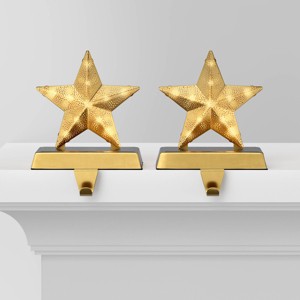 2pk Christmas Lit Metal Perforated Star Stocking Holder Gold - Wondershop™ - 1 of 4