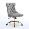 Homy Casa Tufted Velvet Office Chair with Adjustable Height and 360° Swivel Gold Base - 2 of 4