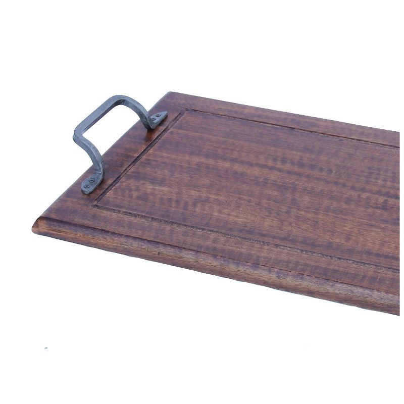 A&#38;B Home Wooden Tray with Metal Handles (13.8X3.2X24&#34;), 3 of 5