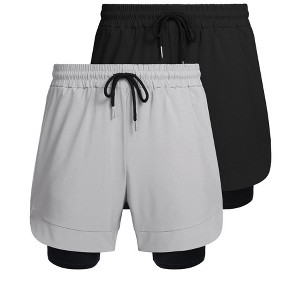 COOFANDY Men's 2 Pack Running Shorts 2 in 1 Workout Shorts Quick Dry Gym Training Athletic Jogger with Phone Pockets - 1 of 4