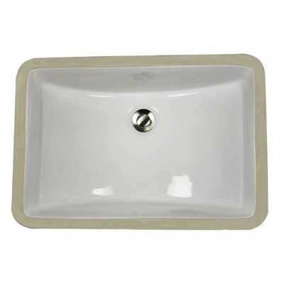 Nantucket Sinks UM-18x12-W 18 x 12 Inch Rectangle Enamel Glazed Vitreous China Ceramic Undermount Bathroom Sink with Curved Basin and Drainage, White