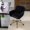 Sapphtopaz Home Office Chair with Wheels, Upholstered Adjustable Swivel Vanity Chair with Golden Metal Base, Desk Chair for Office, Study Room - 2 of 4