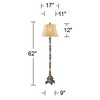 Regency Hill Rustic Floor Lamp 62" Tall French Faux Wood Antique Candlestick Beige Silk Bell Shade for Living Room Reading Bedroom Office - 4 of 4