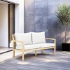 Moda Furnishings Acacia Wood Patio Outdoor Loveseat Sofa With Cushions - 3 of 4