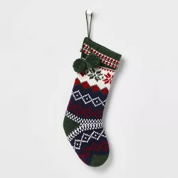 20" Fair Isle Snowflakes Knit Christmas Stocking - Wondershop™