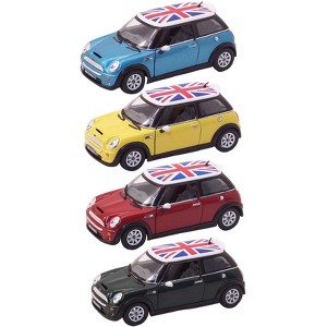 KiNSMART Mini Cooper S 5inch 1:28 Scale Die Cast Metal Model Toy Cars (4Set - British Flag) - 1 of 1