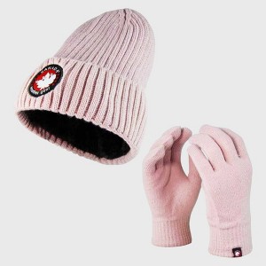 Canada Weather Gear Women's Winter Hat and Gloves Set - Warm Knitted Beanie with Thermal Push Lining Gloves - 1 of 3