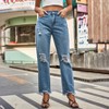 Women's Ankle - Length Distressed Jeans, High - Waisted Denim Pants with Ripped Details - 2 of 4