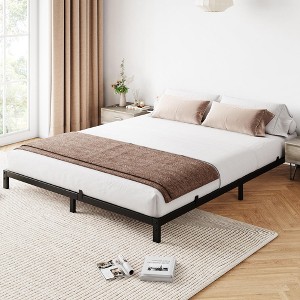6-Inch Full Bed Frame, No Box Spring Needed, Low Profile Heavy-Duty Metal Platform with Sturdy Steel Slats, Noise-Free, Easy Assembly, Black - 1 of 4