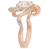 EVERLY JEWELRY | Rose Plated Sterling Silver 2 3/5 CT TGW White Topaz Interlaced Floral Interlaced Swirl Ring - 2 of 4