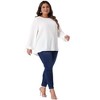 Agnes Orinda Women's Plus Size Dressy Swiss Dots Long Sleeve Round Neck Casual Blouses - 3 of 4