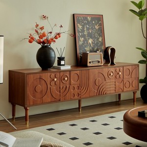 LOVSON 70.8'' Mid-Century TV Stand,with 4 Cabinet Storage Media Console, Wooden Entertainment Center for 55+ Inch TVs, for Living Room,Walnut - 1 of 4