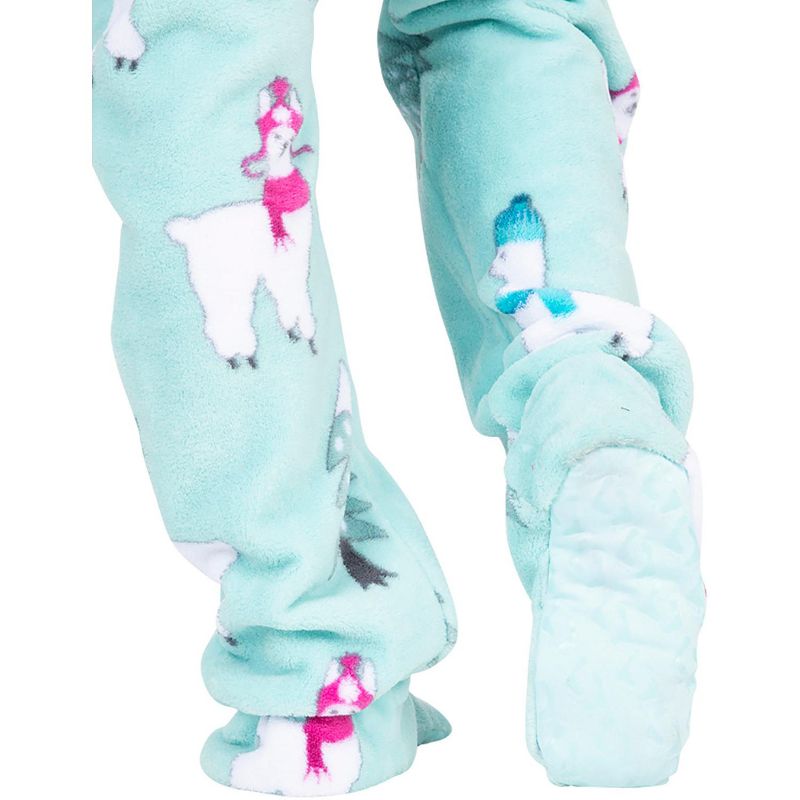 Footed Pajamas - Winter Llamas Adult One-Piece Pajama Jumpsuits, 4 of 5