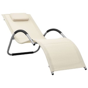 vidaXL Sun Lounger Textilene Cream and Gray - 1 of 4