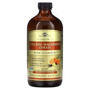 Solgar Liquid Calcium Magnesium Citrate with Vitamin D3, Orange-Vanilla, 16 fl oz (473 ml) - 1 of 2