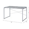INFURNIC Writing Desk Industrial Desk with Faux Concrete Top and Silver Metal Sled Base Back Open for Office, Grey, 22"*47"*28" - 2 of 4