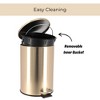 Evideco French Home Goods Brushed Gold Waste Basket Soft Close Lid 3 Liters / 0.8 Gal - 4 of 4