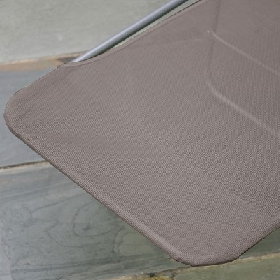 Brown Metal Foldable Outdoor Chaise Lounge with Mesh Fabric