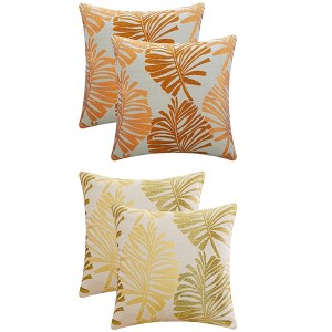 REGALWOVEN 4 Pcs Palm Leaf Pattern Decorative Throw Pillow Covers for Farmhouse Home Sofa Couch Bed - 1 of 4