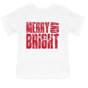 Merry and Bright Block Distressed - Toddler Short Sleeve Graphic T-Shirt - 1 of 4