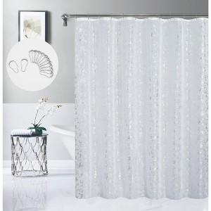 Dainty Home Chloe Linen Textured Metallic Shower Curtain with 12 Hooks, 70" x 72" - 1 of 4