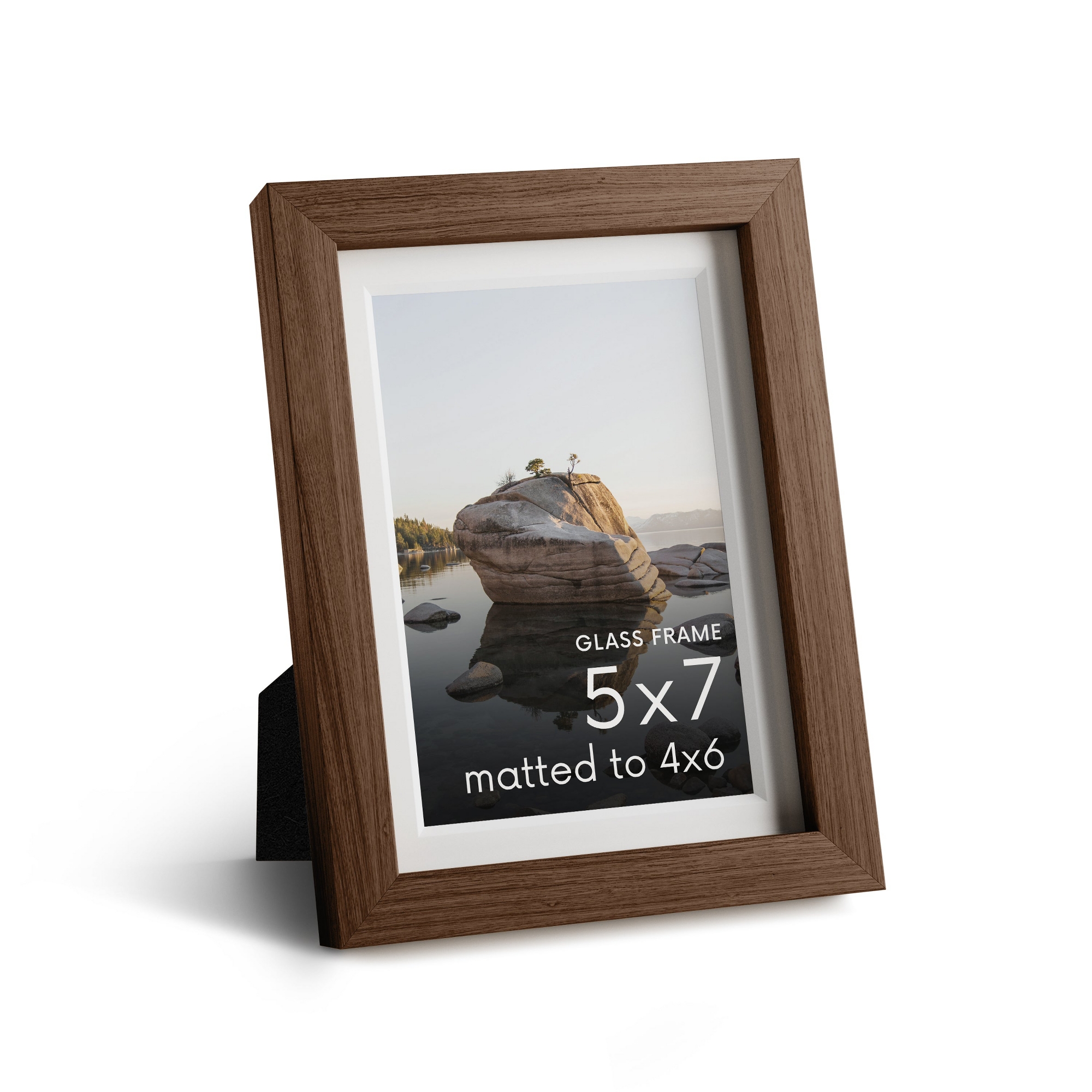 Haus and Hues Oak Picture Frame with Glass, Walnut, 5x7