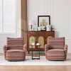 360° Swivel Leisure Chair, Boucle Fabric Striped Armchair with Metal Base, Modern Accent Chair Single Sofa - ModernLuxe - 2 of 4