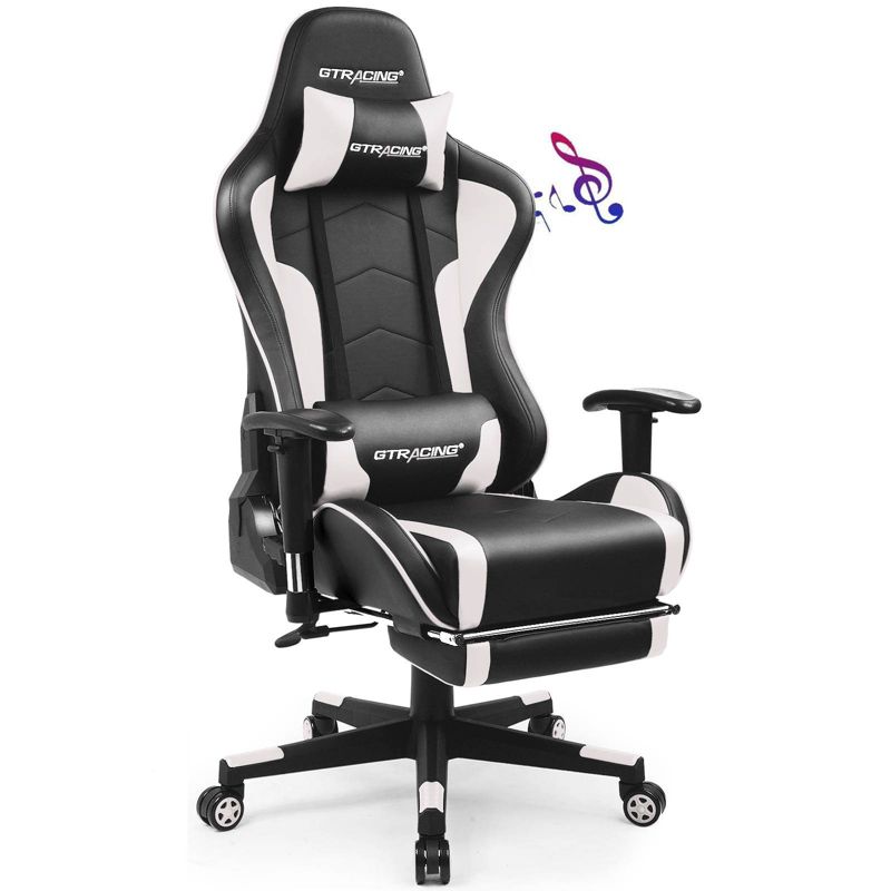 Gaming Chair with Bluetooth Speakers Footrest PU Leather Office Chair - GTRACING, 1 of 9