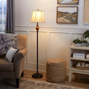 Decor Therapy Set of 3 Mae Table and Floor Lamps Huntington Bronze with Light Marble
