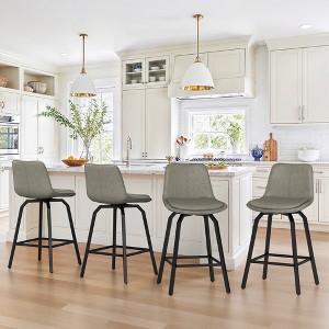 Arceso Upgrade Enlarged Seat Swivel Bar Stools Set of 2, 26 Inch Counter Height Bar Stools, Thickened Faux Leather Barstools with Backs - 1 of 4