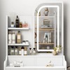 Fashion Vanity Desk with Mirror and Lights for Makeup with hair dryer holder and Chair, 3 Drawers, White Color - 4 of 4