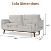 65" Sofa Couch, Mid Century Modern Loveseat Couch with Wood Legs & Trim for Living Room, Bedroom, Office, Linen, Beige - 2 of 4
