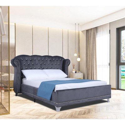 Lugang Upholstered Wingback Bed
