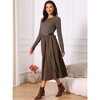 INSPIRE CHIC Women's Casual Midi Round Neck Long Sleeve Flowy Fall Dresses with Belt - 2 of 4