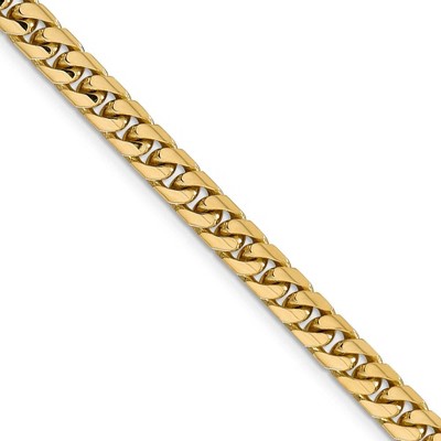 Black Bow Jewelry Men's 5.5mm 14K Yellow Gold Solid Miami Cuban (Curb) Chain Necklace