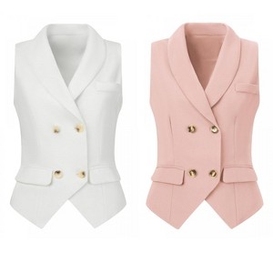 INSPIRE CHIC Women's Lapel Collar Dressy Versatile Racerback Waistcoat Suit Vest 2 Packs - 1 of 4