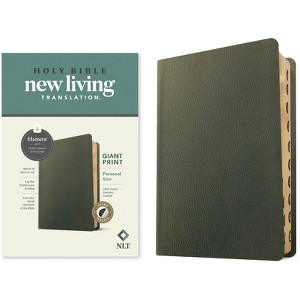NLT Personal Size Giant Print Bible, Filament Enabled (Genuine Leather, Olive Green, Indexed, Red Letter) - Large Print (Leather Bound) - 1 of 1