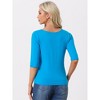 INSPIRE CHIC Women's Classic Solid Elbow Sleeves Round Neck Slim Fit T-Shirts - 4 of 4