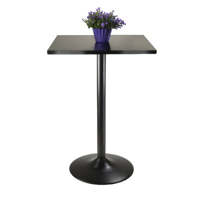 Sleek Transitional Black Square Counter Height Pub Table