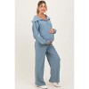 Pinkblush Light Blue RIbbed Half Zip Pullover Wide Leg Pant Maternity Set - 3 of 4