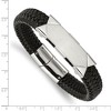 Black Bow Jewelry 13mm Stainless Steel Braided Black Leather I.D. Bracelet, 8.5 Inch - 4 of 4