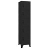 vidaXL Steel Locker Cabinet - Modern, Lockable, Ventilated, with 5 Compartments and Name Tag Holders - Black - 2 of 4