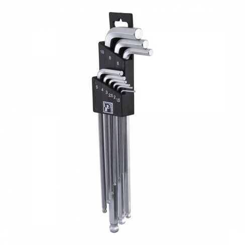 WERA Hex Key Set: Metric, Long, 9 Pieces, 10 mm/1.5 mm/2.5 mm/2 mm/3 mm/4  mm/5 mm/6 mm/8 mm Tip Size