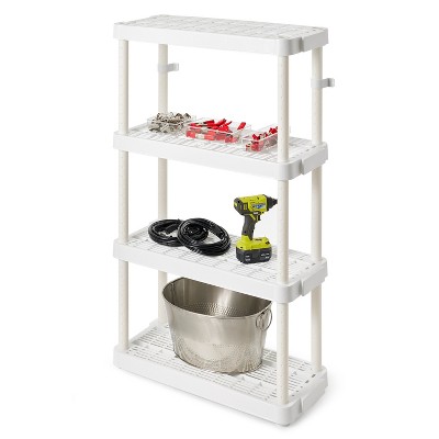Adjustable White Resin 4-Tier Kids Storage Shelf, 32.4" L