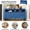 Vynxaria 60" 3-Door 3-Drawer Sideboard - Solid Ash Veneer MDF, Semi-Open Shelf, Back Cutout, Storage for Living Room/Dining/Hallway,Blue - 4 of 4